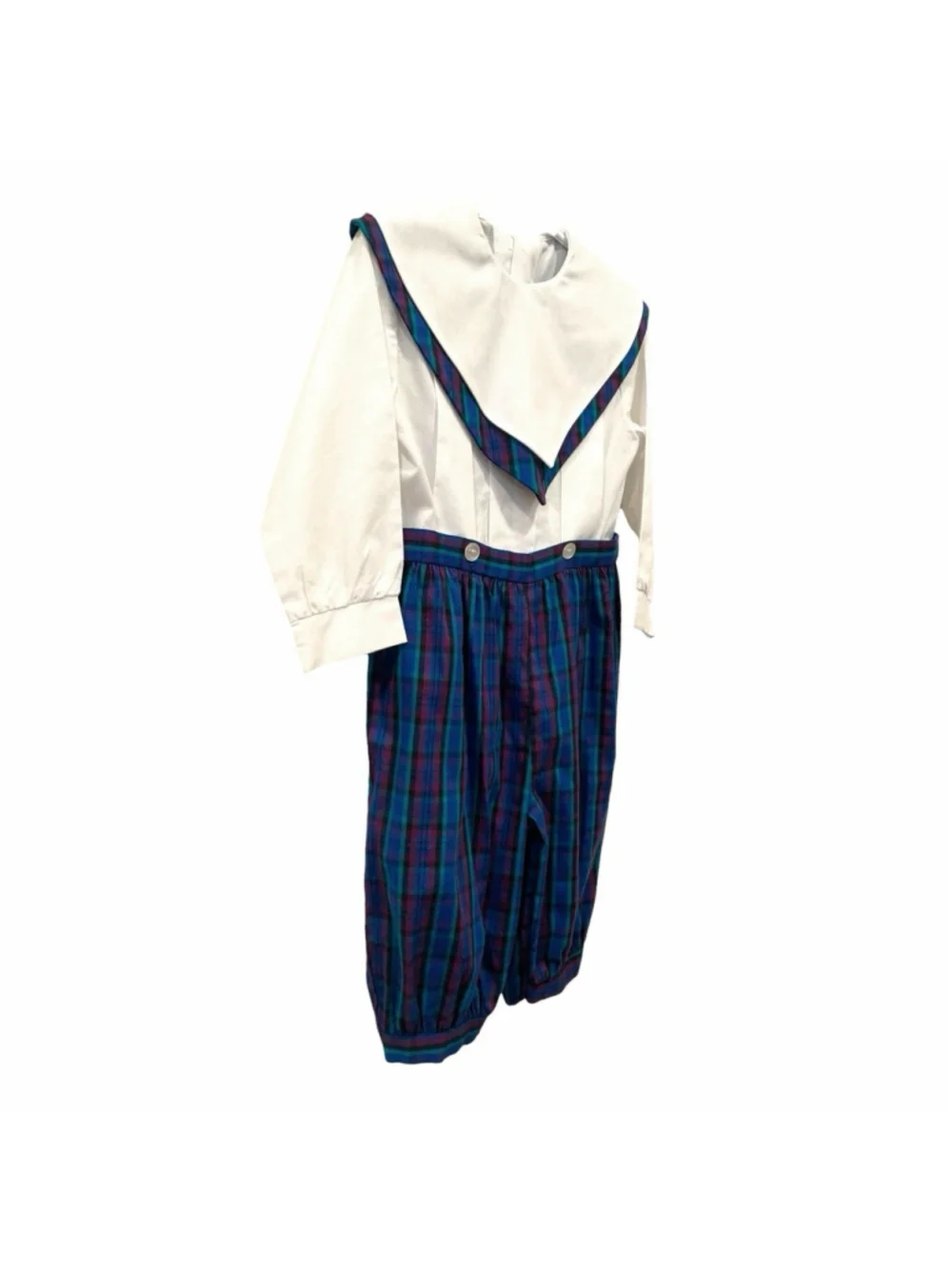 Vintage Lumpkin by Julie Le Corgne Boys Size 4T Buster Suit Romper Set Plaid USA